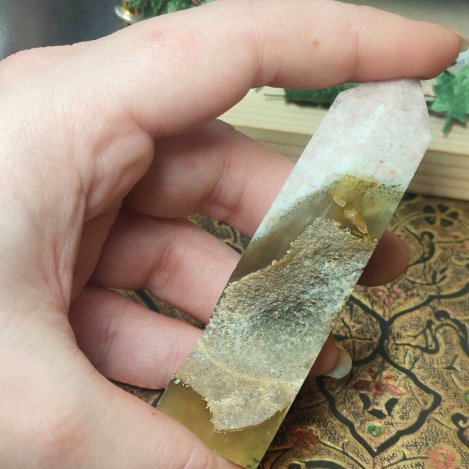 Obélisque agate druzy rose 9*3