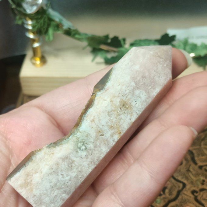 Obélisque agate druzy rose 9*3
