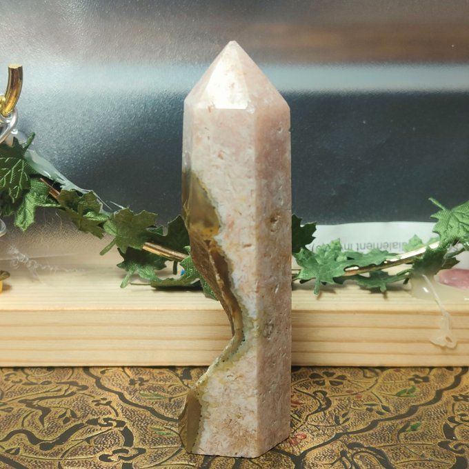 Obélisque agate druzy rose 9*3