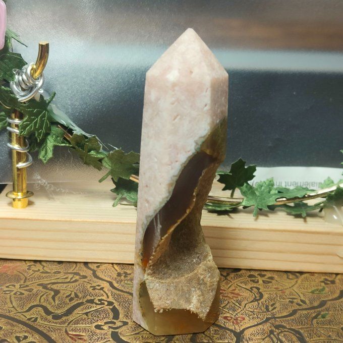 Obélisque agate druzy rose 9*3