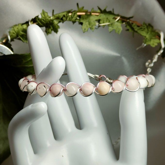 Bracelet opale Rose  6 mm