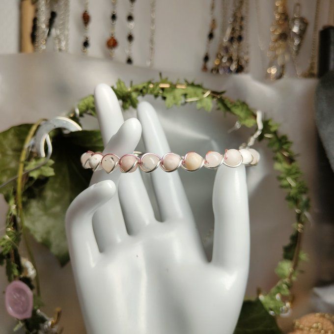 Bracelet opale Rose  6 mm