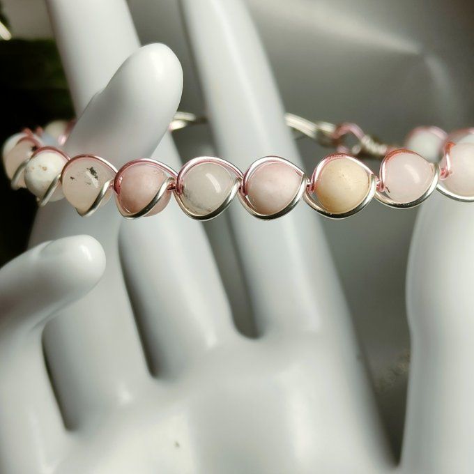 Bracelet opale Rose  6 mm