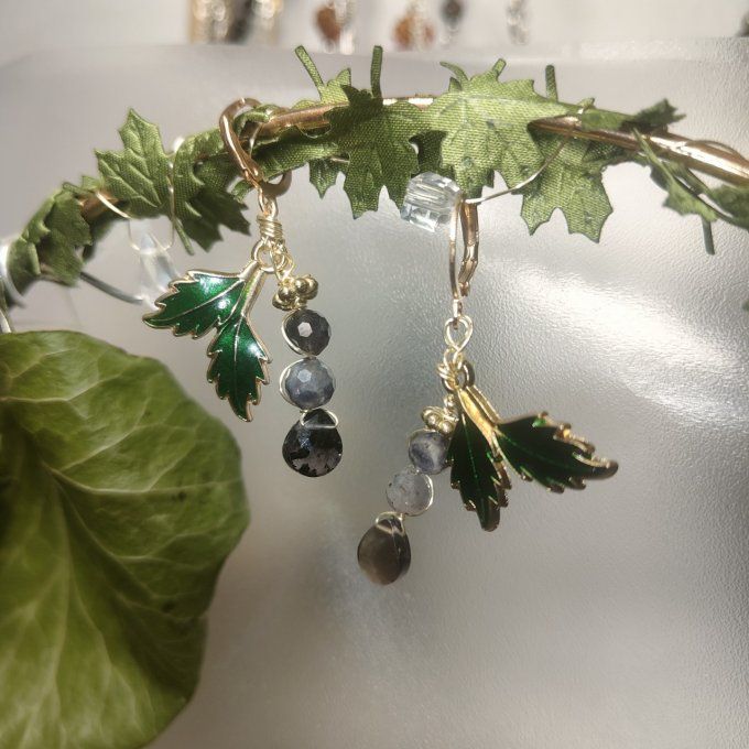 Boucle d'oreille perle  Iolite (Cordierite) –✨ Saphir d'Eau : Pierre de Clarté et de Développement ✨