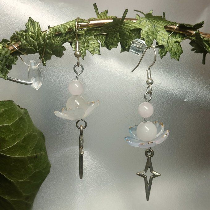 Boucle rose de fée quartz rose