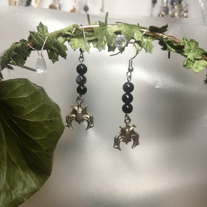 Bo Onyx noire chauve souris ✨promo