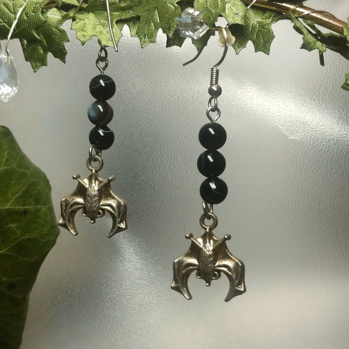 Bo Onyx noire chauve souris ✨promo