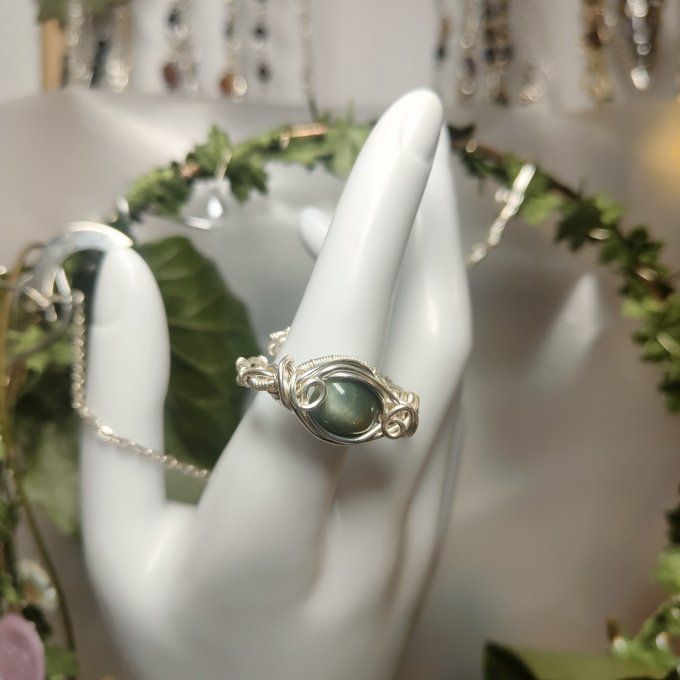 Scapolite jaune -chrysoberyl wernerite- bague 