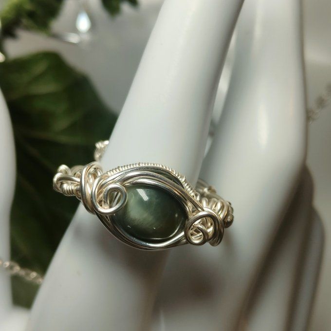 Scapolite jaune -chrysoberyl wernerite- bague 
