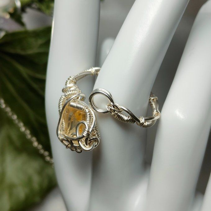 Bague Ajustable  - citrine 