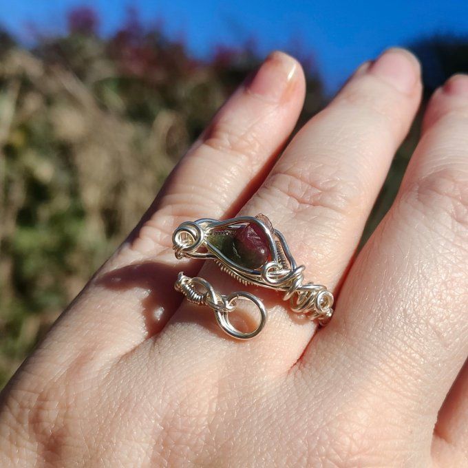 Bague Tourmaline melon d'eau Ajustable