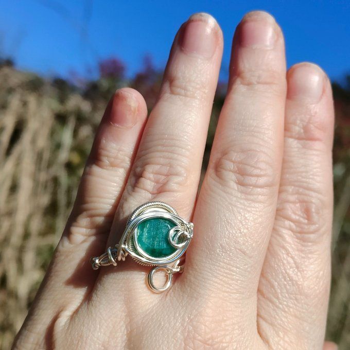 Bague emeraude- ajustable