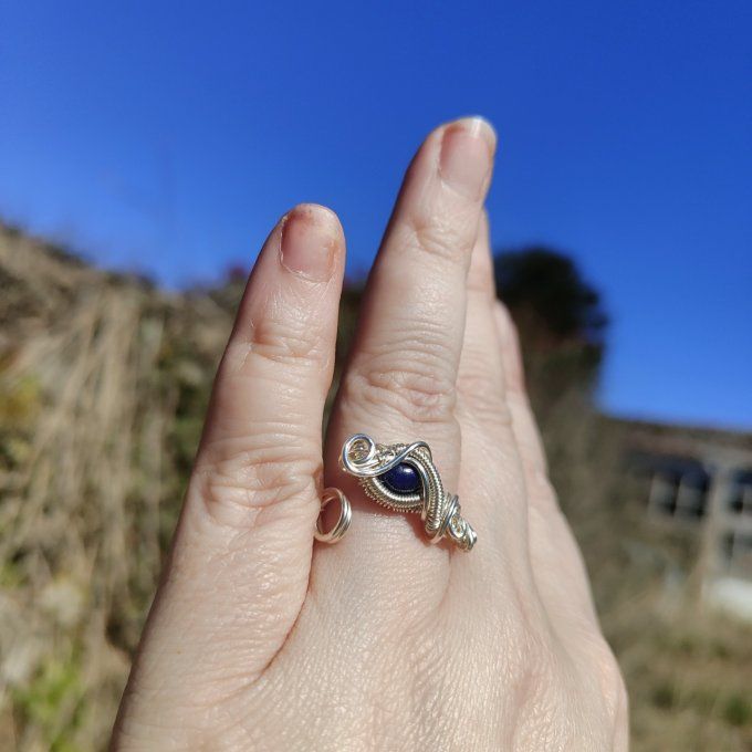 Bague lapis lazuli -Ajustable