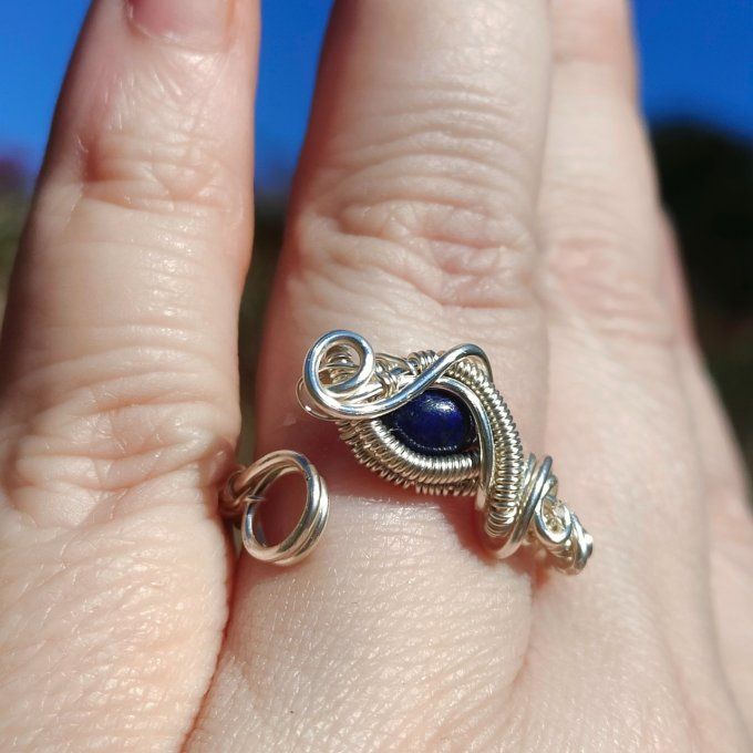 Bague lapis lazuli -Ajustable
