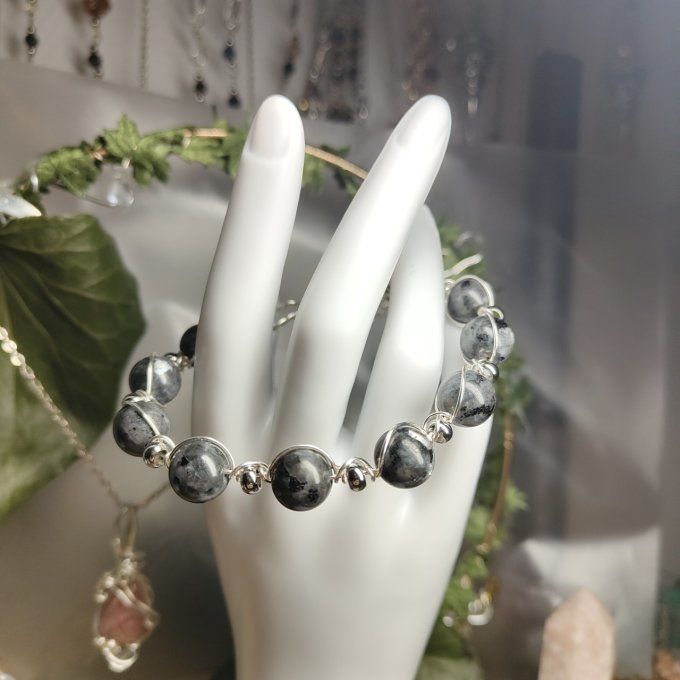 Bracelet Larvikite - 6 /10mm -la roche de labradorite 