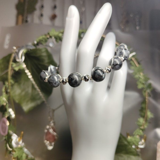 Bracelet Larvikite - 6 /10mm -la roche de labradorite 