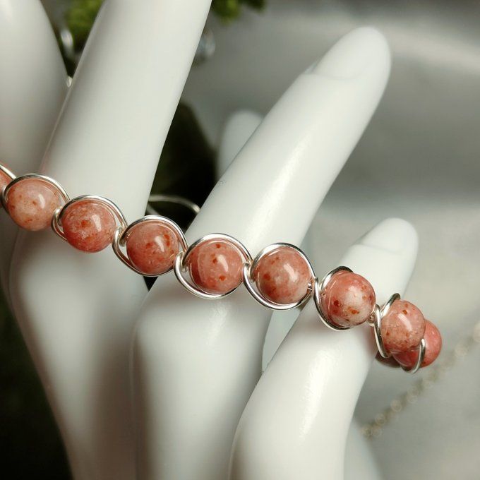 Perles thulite -6mm - Zoïsite rose