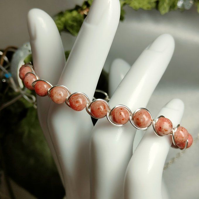 Perles thulite -6mm - Zoïsite rose