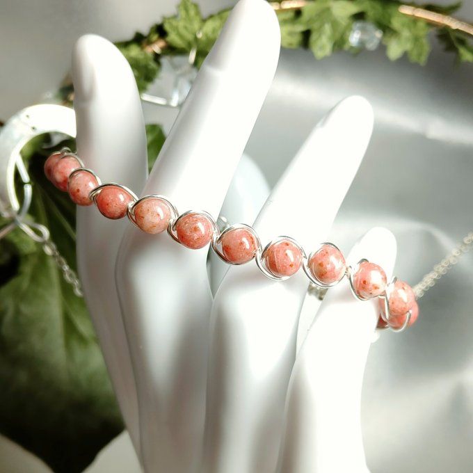 Perles thulite -6mm - Zoïsite rose