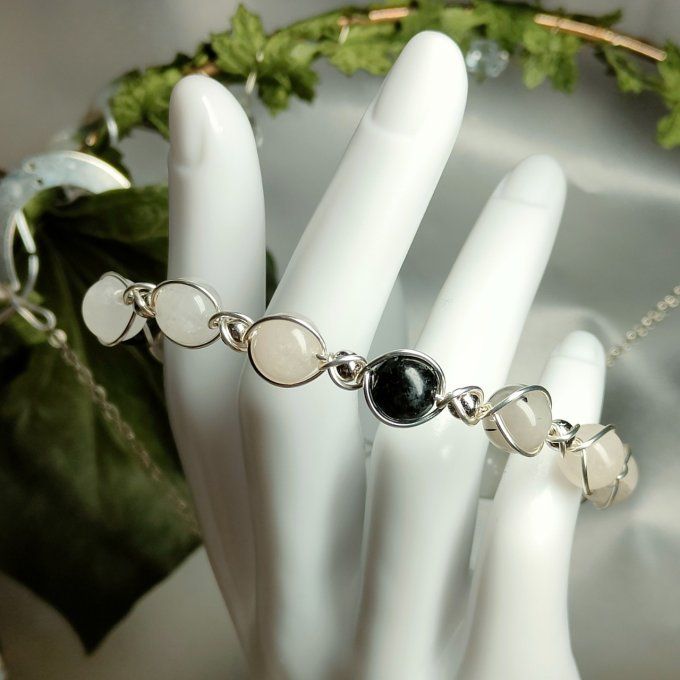 Bracelet quartz tourmaline -6mm-8mm