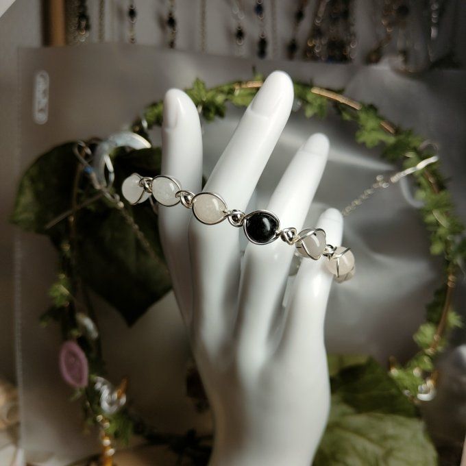 Bracelet quartz tourmaline -6mm-8mm