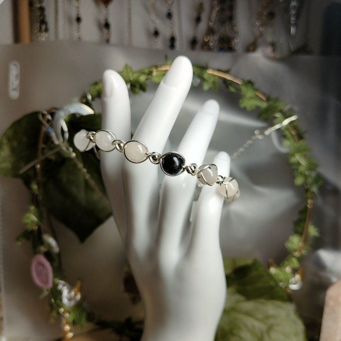 Bracelet quartz tourmaline -6mm-8mm