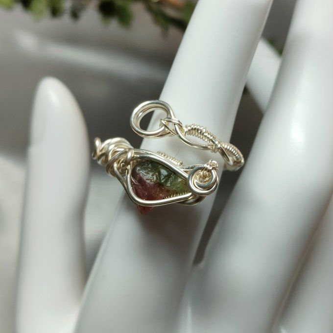 Bague Tourmaline melon d'eau Ajustable