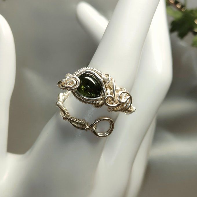 Bague tourmaline verte- Verdelite -ajustable