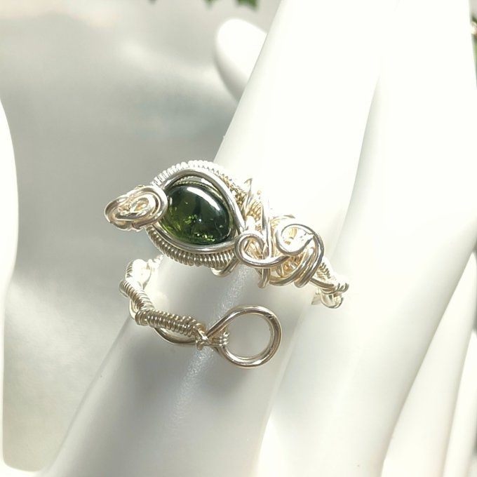 Bague tourmaline verte- Verdelite -ajustable