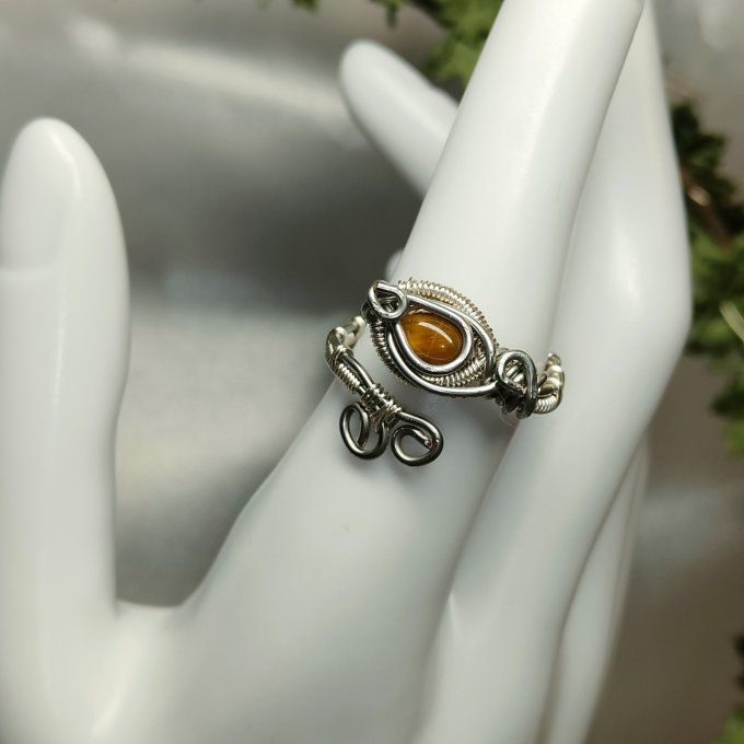 Bague oeil de tigre -ajustable