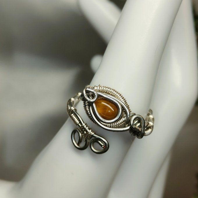 Bague oeil de tigre -ajustable
