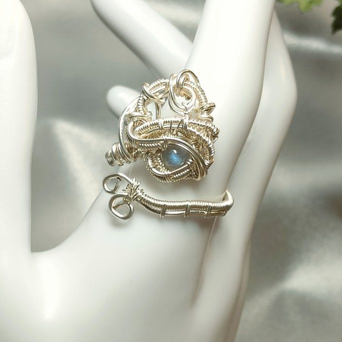 Bague labradorite -ajustable ✨promo-Protection et équilibre 