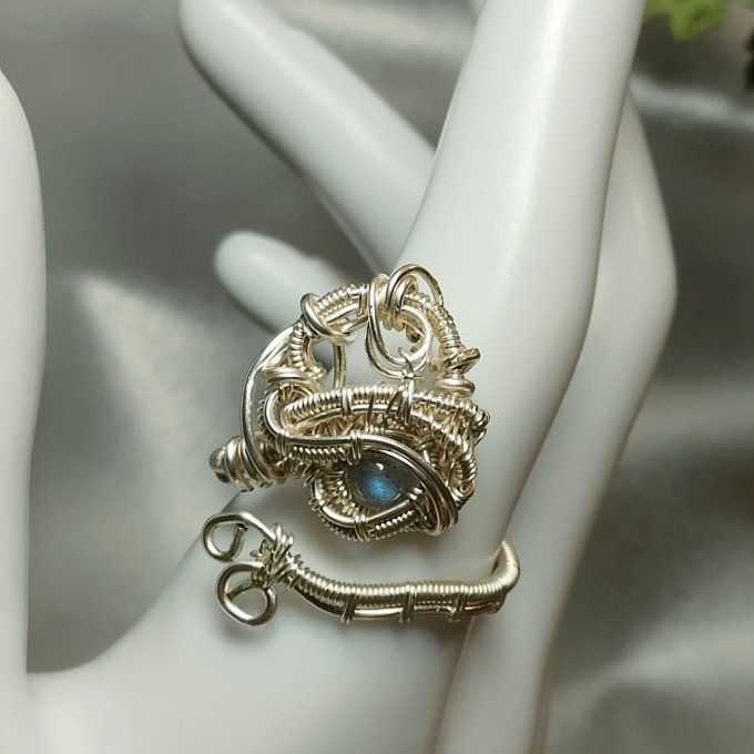 Bague labradorite -ajustable ✨promo-Protection et équilibre 