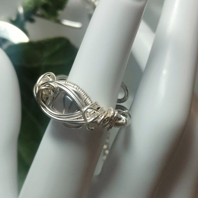  Obsidienne Larme d'apache✨Bague Courrone ajustable ✨: pierre du voile - Copie