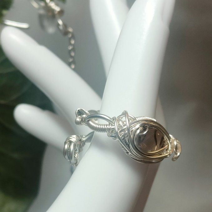  Obsidienne Larme d'apache✨Bague Courrone ajustable ✨: pierre du voile - Copie