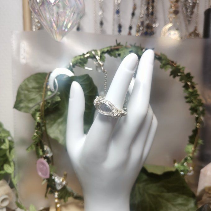  Obsidienne Larme d'apache✨Bague Courrone ajustable ✨: pierre du voile - Copie