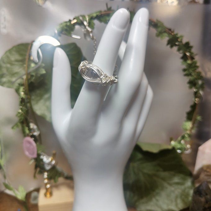 Obsidienne Larme d'apache✨Bague Courrone ajustable ✨: pierre du voile - Copie