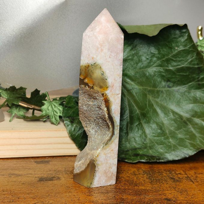 Obélisque agate druzy rose 9*3