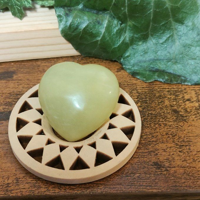 Coeur de serpentine  cheetah taillé 3*3