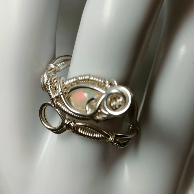 Bague opale wello sertie -ajustable