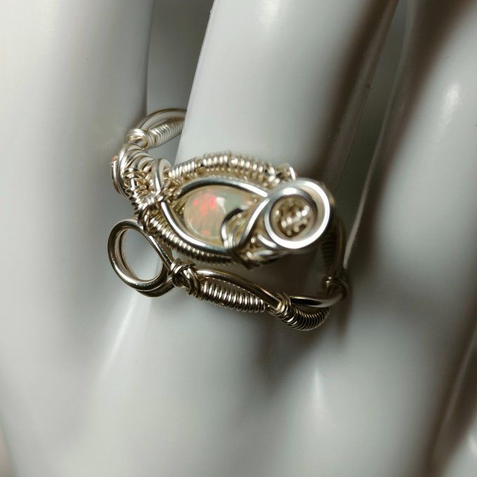 Bague opale wello sertie -ajustable