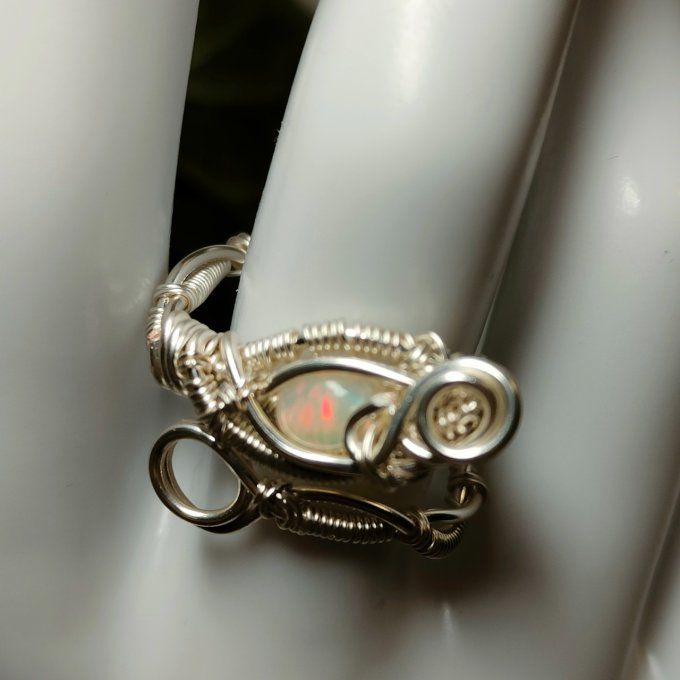 Bague opale wello sertie -ajustable