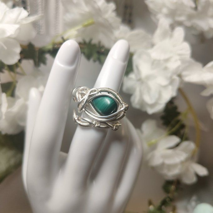 Bague malachite ajustable