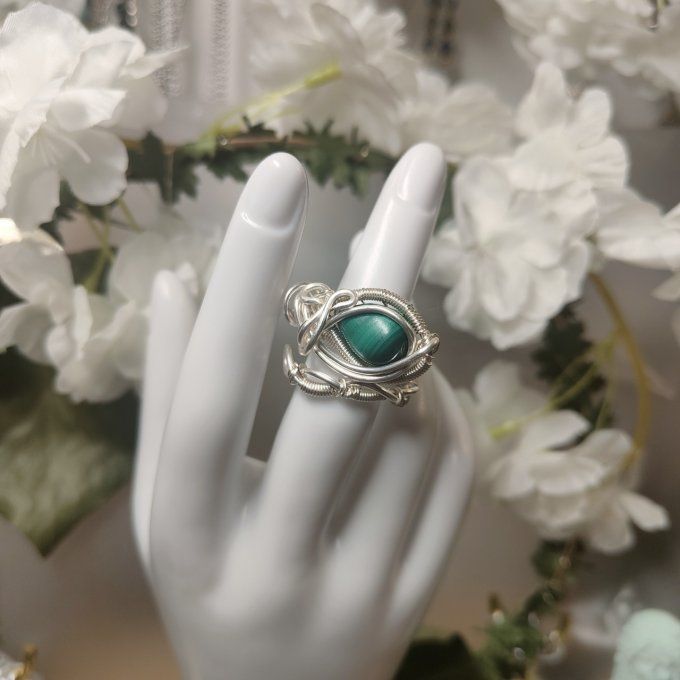 Bague malachite ajustable