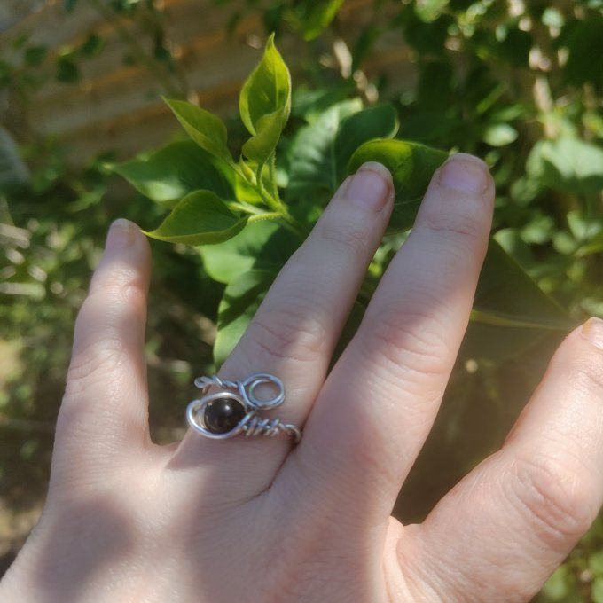 Bague torsadé obsidienne noire