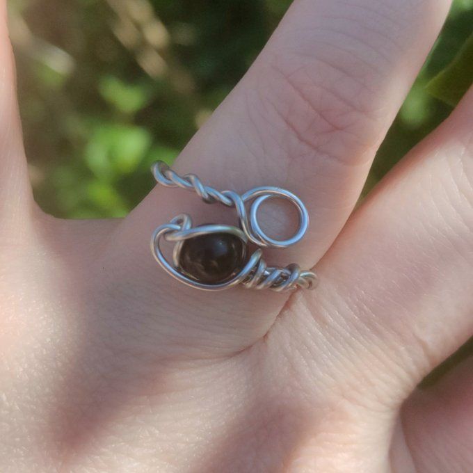 Bague torsadé obsidienne noire