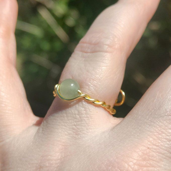 Bague perle torsadé aventurine 
