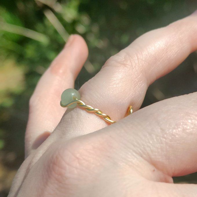 Bague perle torsadé aventurine 