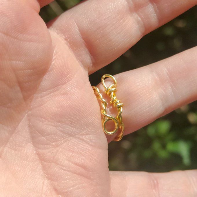 Bague perle torsadé aventurine 