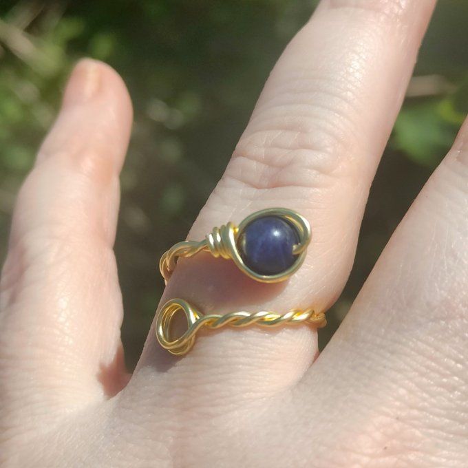 Bague Dumortierite torsadé 